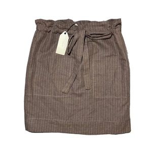 Sophie Max Brown Slip On Linen Blend Skirt Pinstripes Size 2